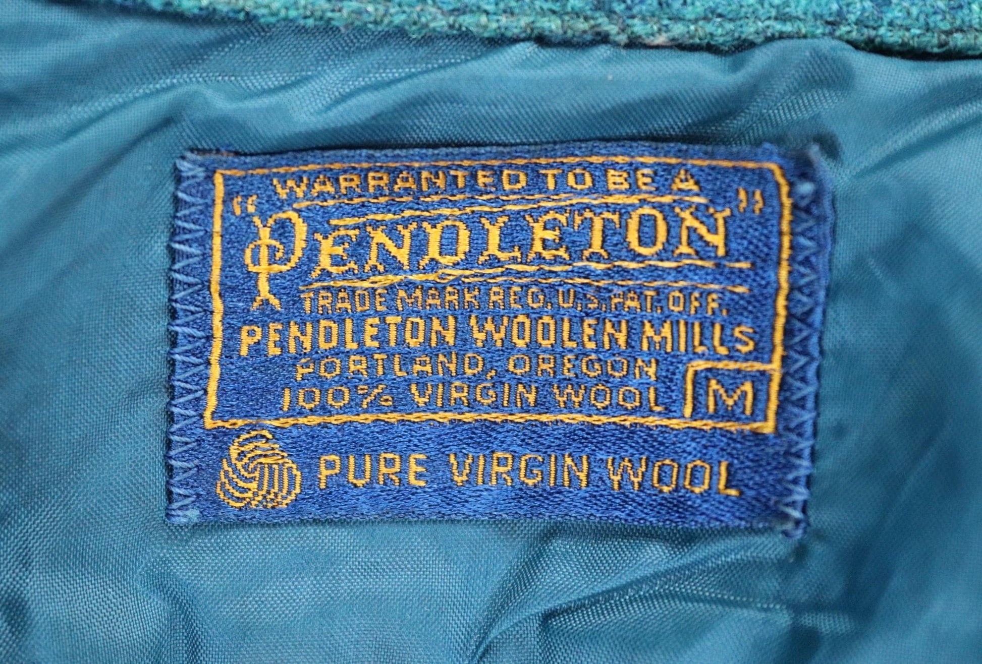 Vintage 1980s Pendleton wool board shirt - teal blue plaid - 42” chest
