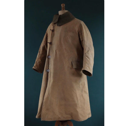 Vintage WW2 Tropal coat - LRDG British army - 1940s military workwear jacket - canvas and sheepskin - 49” chest - shawl collar