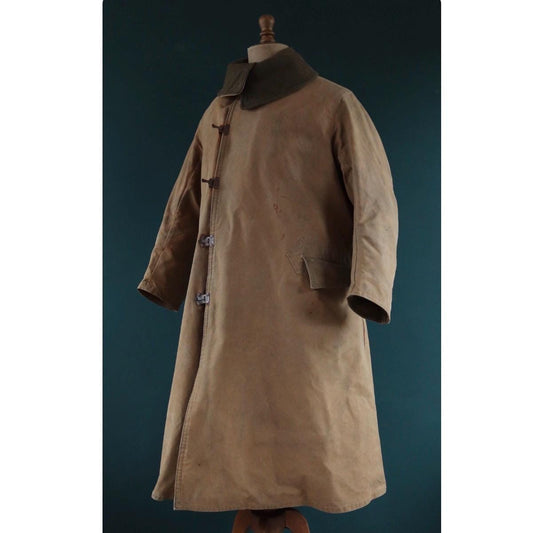 Vintage WW2 Tropal coat - LRDG British army - 1940s military workwear jacket - canvas and sheepskin - 49” chest - shawl collar