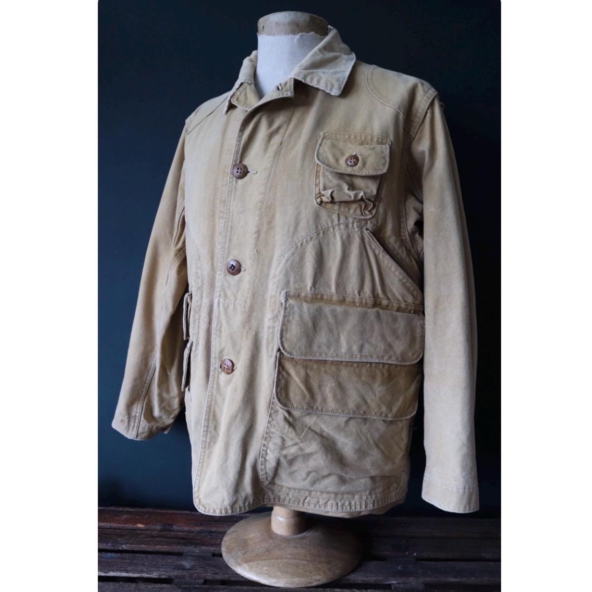 Vintage 1940s hunting jacket - American workwear - duck cotton canvas - 46” chest - Red Head