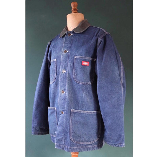 Vintage 1990s Dickies denim jacket - American workwear - blue blanket lined barn coat - 50” chest