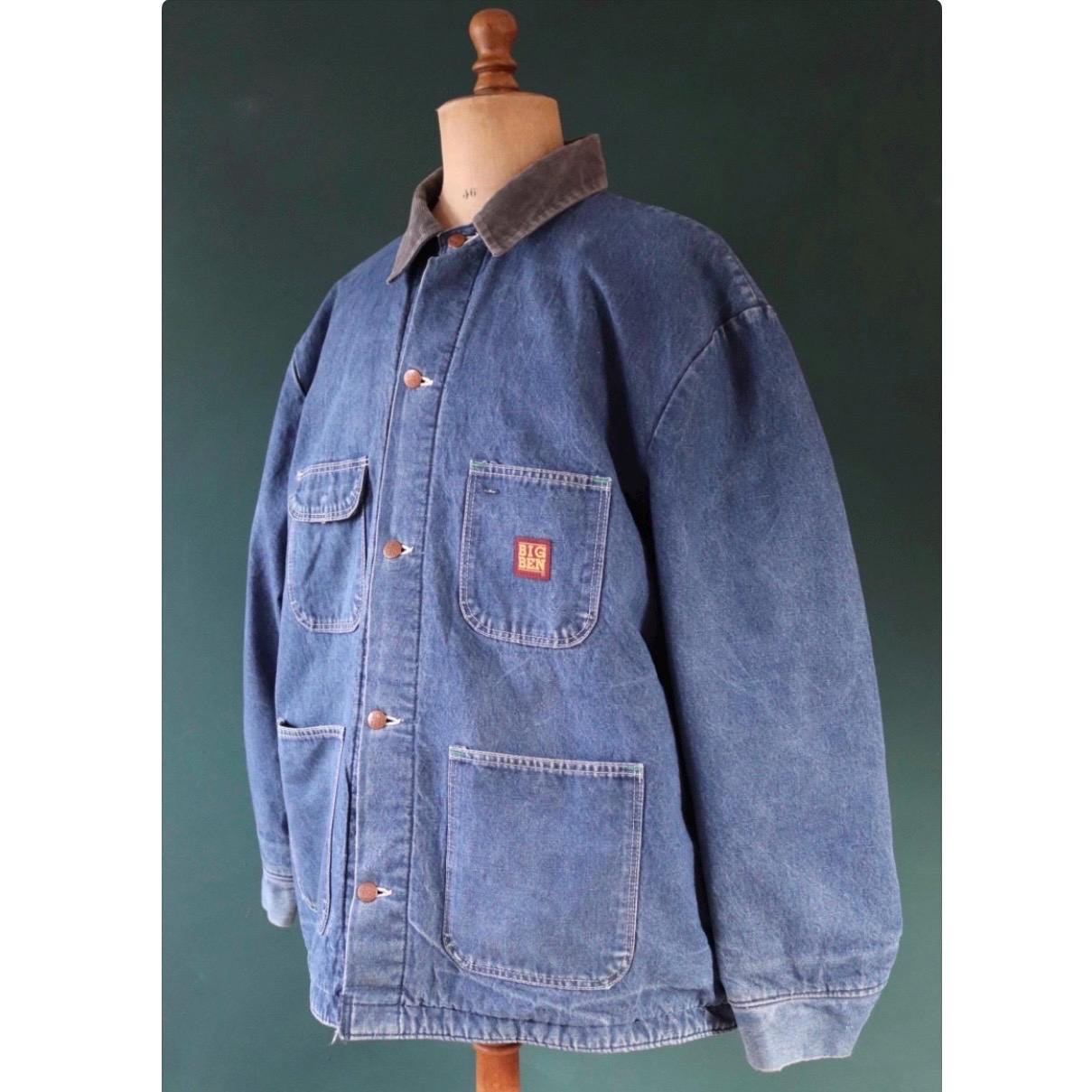 Vintage Big Ben denim chore jacket - blanket lined barn coat - 56" chest