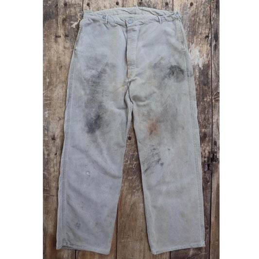 Vintage 1940s 1950s Swedish workwear trousers - military utility pants - buckle back - 36” x 31”