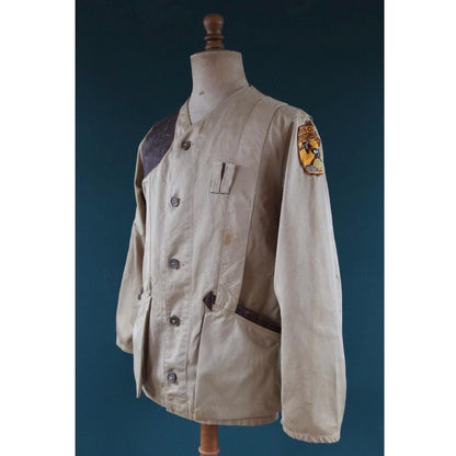 Vintage 1950s 60s shooting jacket - 10-X hunting - 42” chest - rifle club - cloth patches