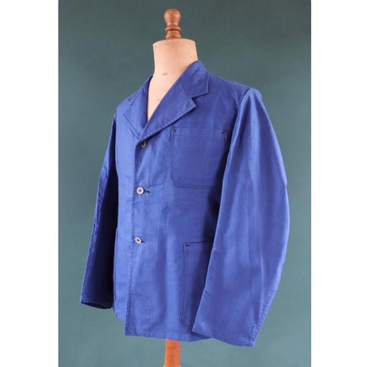 Vintage WW2 workwear jacket - 1940s deadstock - Swedish military hospital - indigo blue cotton twill chore - 41” chest