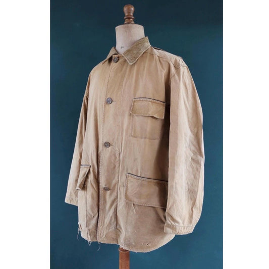 Vintage 1940s hunting workwear jacket - Utica Duxbak - tan brown duck cotton canvas - American chore - 51” chest