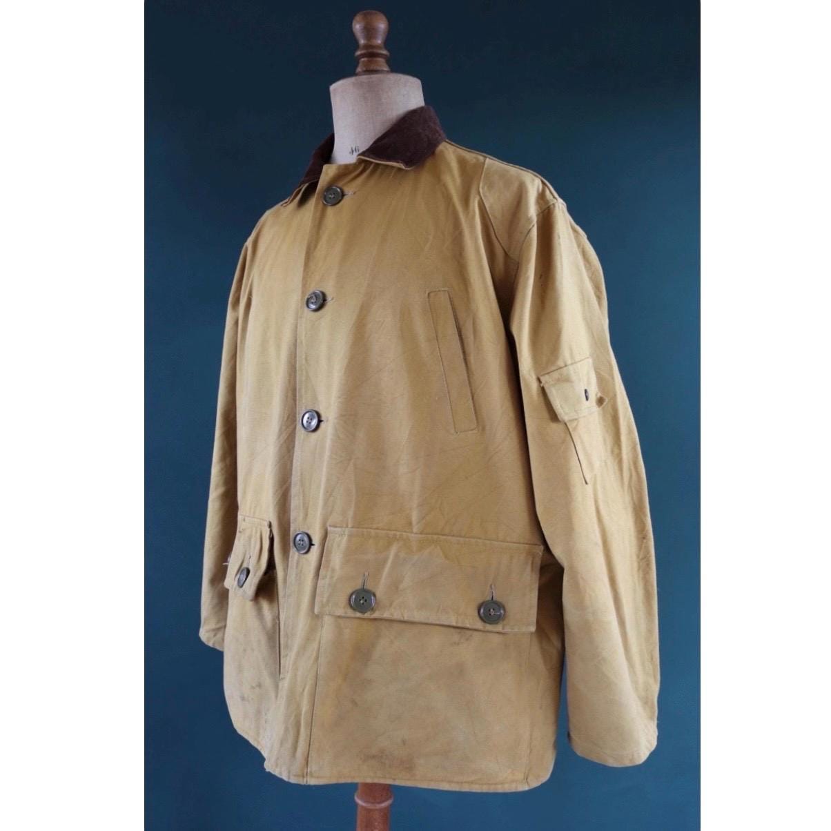 Vintage 1960s hunting jacket - brown tin cloth duck cotton canvas - Canadian workwear - 54” chest