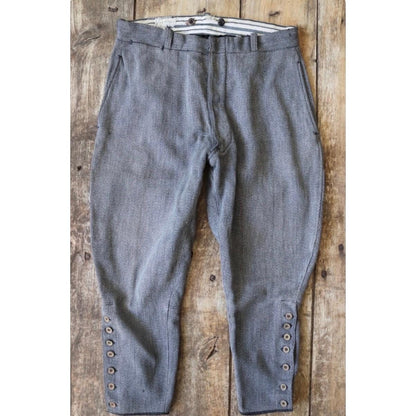 Vintage French riding jodhpurs - 1930s 40s grey cotton hunting breeches - 33” x 24”