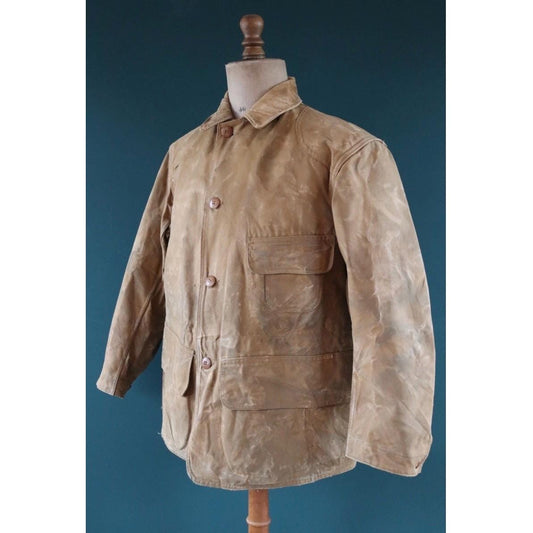 Vintage 1930s hunting jacket - American workwear - tin cloth cotton canvas - duck hunting - 45” chest - Red Head