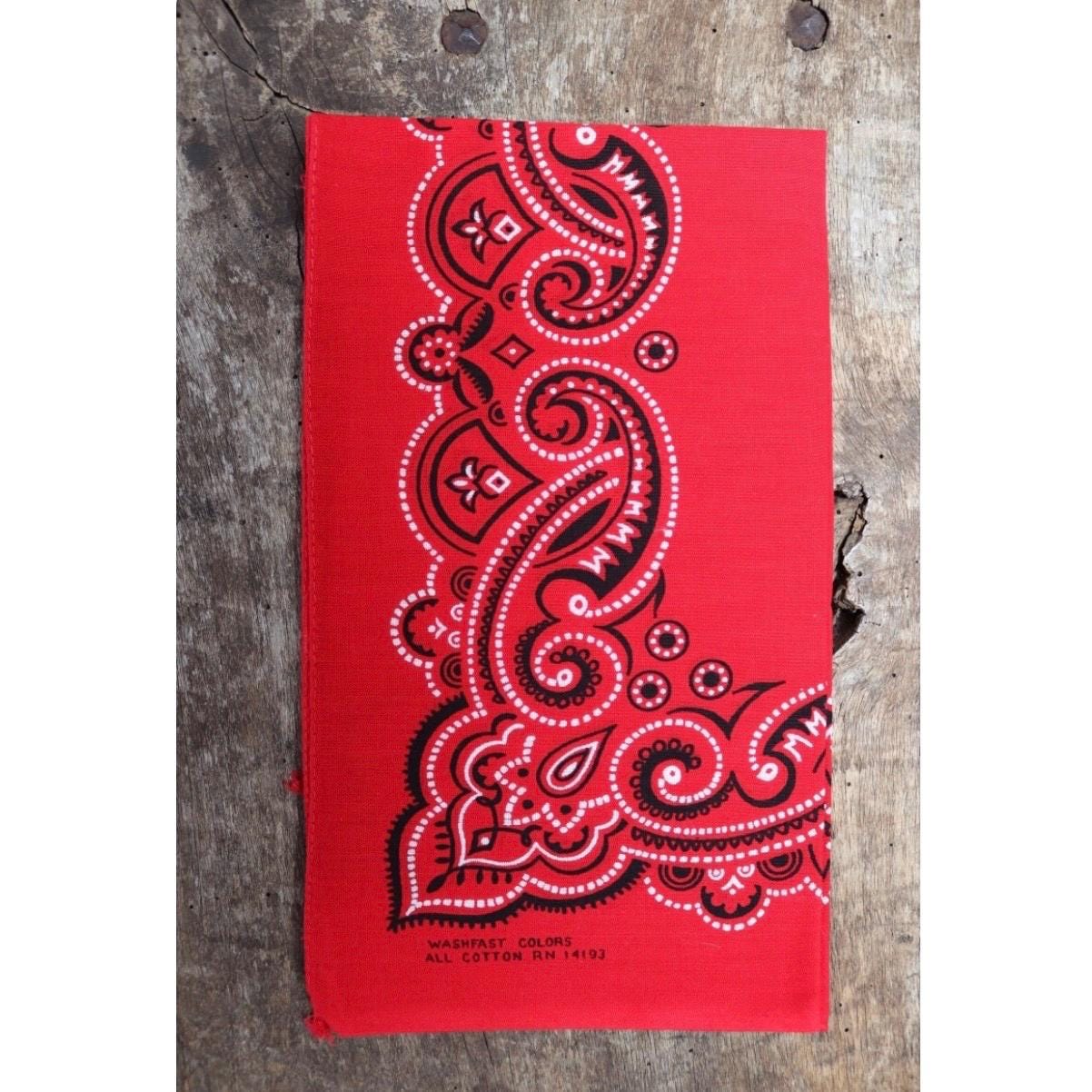 Vintage red cotton bandana - pocket square - workwear neckerchief - 22” x 20” - colourfast - RN 14193