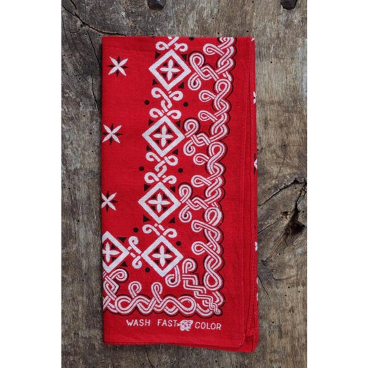 Vintage 1960s red cotton bandana - tiger head - workwear neckerchief - WPL 9939 - Western cowboy - made in USA