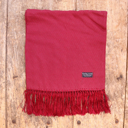 Vintage 1960s Tootal tasseled scarf - burgundy red - mod northern soul - made in England