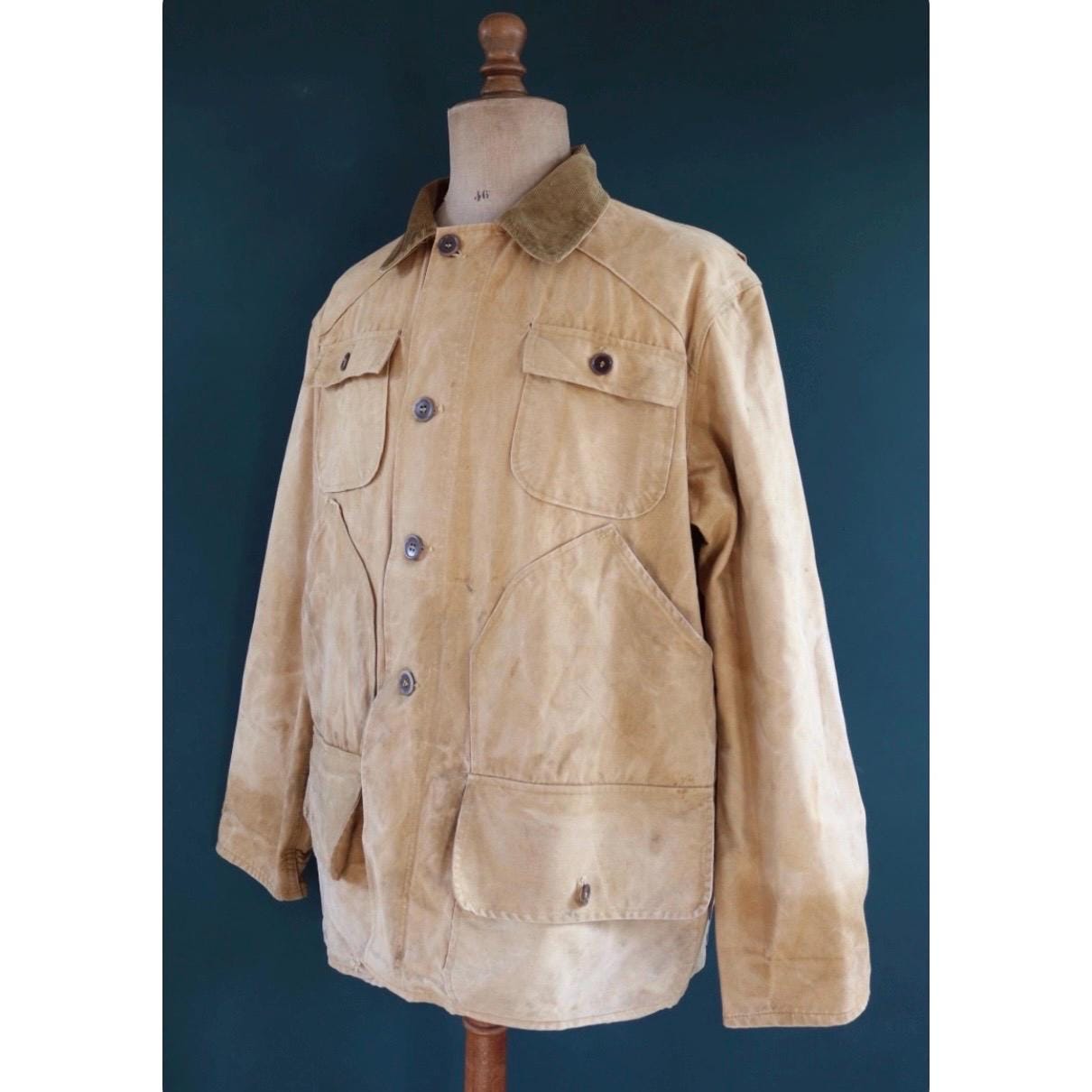 Vintage 1960s workwear jacket - tin cloth duck cotton canvas - hunting - 52” chest - American chore