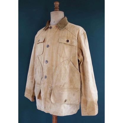 Vintage 1960s workwear jacket - tin cloth duck cotton canvas - hunting - 52” chest - American chore