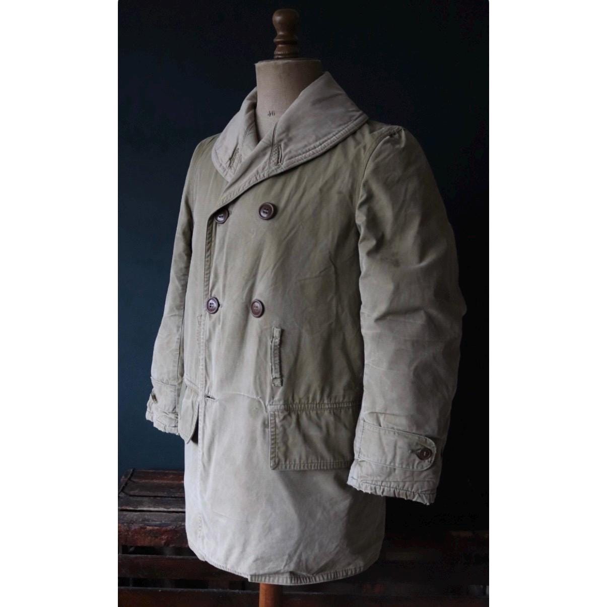 Vintage 1940s jeep coat - WW2 US army jacket - original military mackinaw - 42” chest - workwear - shawl collar