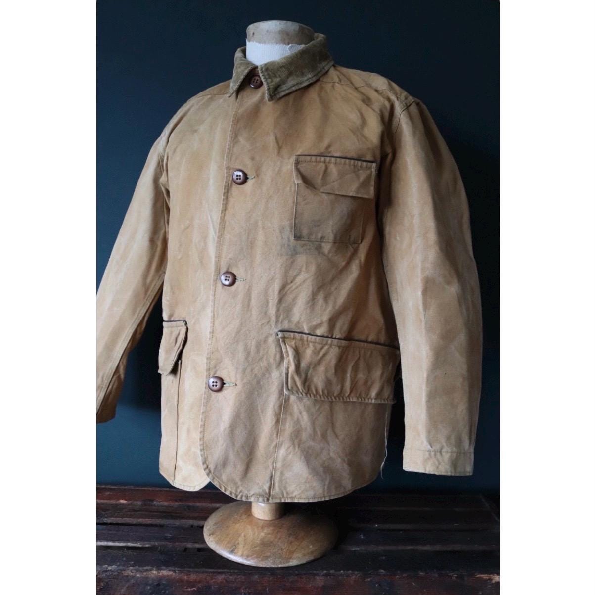 Vintage 1940s 50s workwear jacket - Utica Duxbak - duck cotton canvas - tin cloth hunting - 49” chest