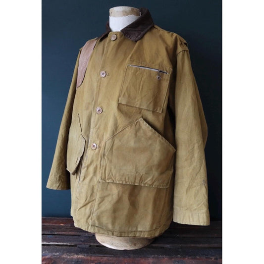 Vintage 1960s workwear jacket - Bullseye Bill hunting - tan brown duck cotton canvas - American chore - Talon zipper - 51” chest