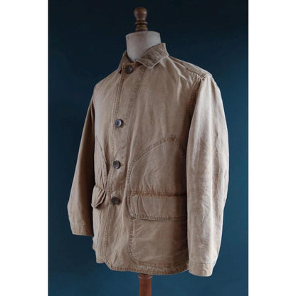 Vintage 1920s 30s workwear jacket - tin cloth hunting - duck cotton canvas - 46” chest - American chore