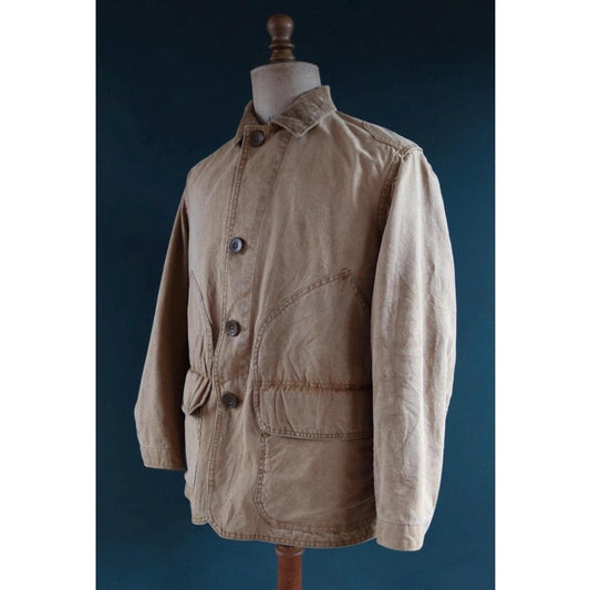 Vintage 1920s 30s workwear jacket - tin cloth hunting - duck cotton canvas - 46” chest - American chore