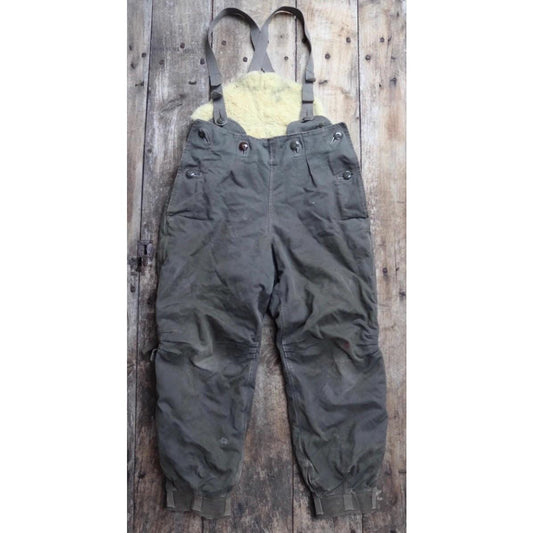 Vintage 1950s motorcycle overalls - Swedish military tank dungarees - Oljon - green cotton canvas - insulated workwear - 35” x 30”
