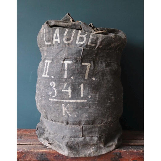Antique French duffle bag - 1900s 1910s - WW1 sailor - Marine Nationale kit bag - from the Amiral Aube - vintage military rucksack