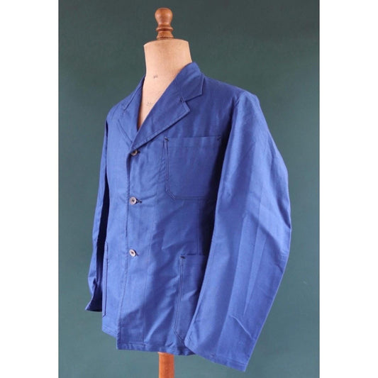 Vintage WW2 workwear jacket 1940s deadstock Swedish military hospital indigo blue cotton twill work chore 42” chest