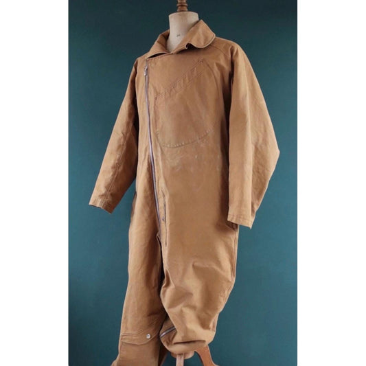 Vintage WW2 French military flight suit - 1930s 40s aviator - antique pilot clothing - Eclair zippers