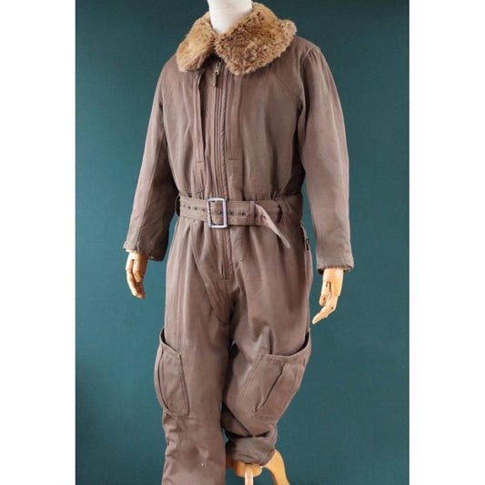 Vintage 1940s WW2 Japanese flight suit - antique aviator clothing - military pilot - fur lined
