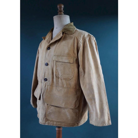 Vintage 1960s hunting jacket - tan brown duck cotton canvas - American workwear - 47” chest
