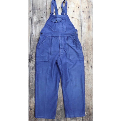 Vintage 1950s French workwear overalls - blue moleskin dungarees - 34" x 27"