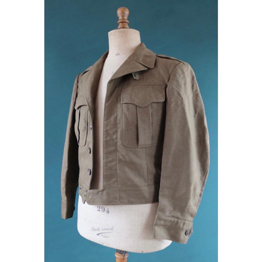 Vintage 1940s Ike jacket - WW2 US army - military field blouson - khaki wool - 40" chest