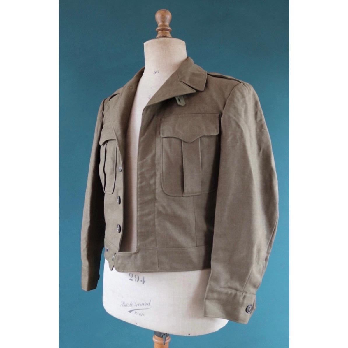 Vintage WW2 US army jacket - original 1940s Ike - military field blouson - khaki wool - 40" chest