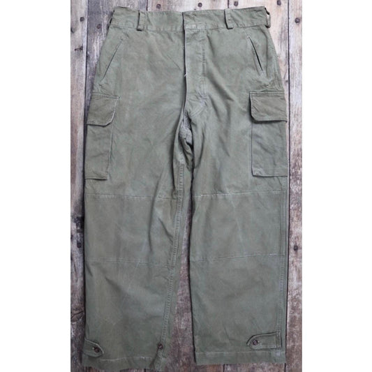 Vintage French military workwear trousers - 1940s 50s cargo pants - M47 army overalls - khaki green cotton - 37” x 29”