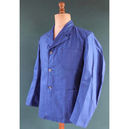 Vintage 1940s workwear jacket - WW2 deadstock - Swedish military hospital - indigo blue cotton twill - 42” chest