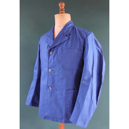 Vintage 1940s workwear jacket - WW2 deadstock - Swedish military hospital - indigo blue cotton twill - 42” chest