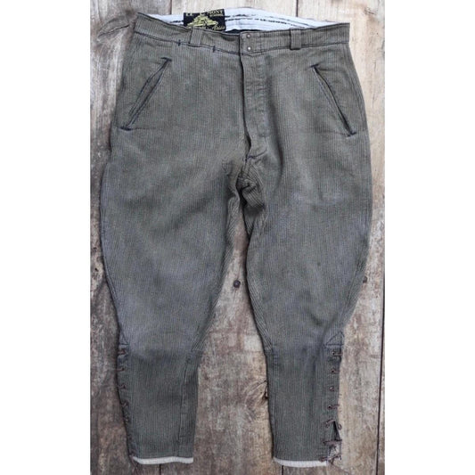 Vintage French workwear trousers - Mont St Michel brown corduroy pants - 1940s 50s riding breeches - hunting jodhpurs - 32” x 23”