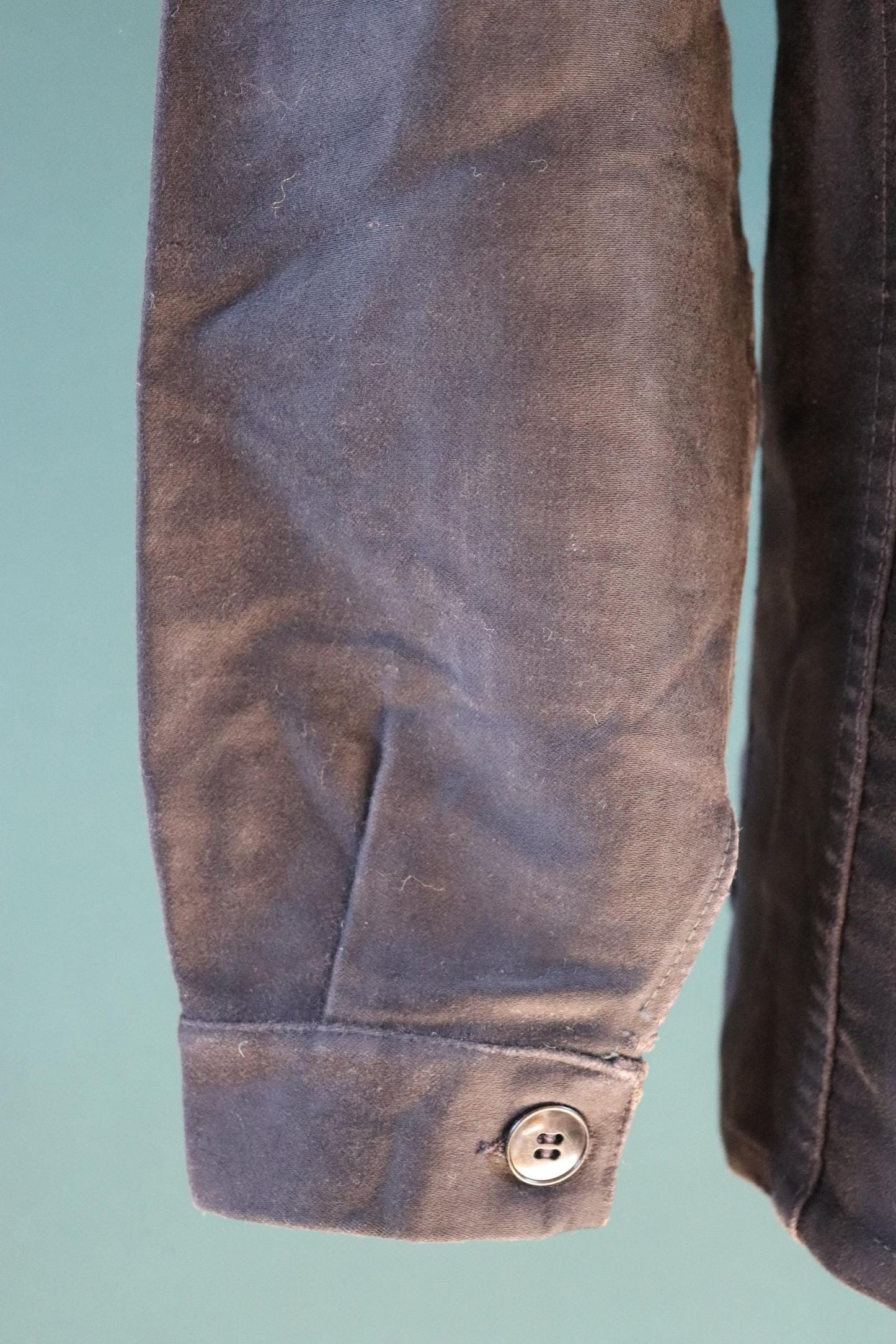 Vintage French black moleskin workwear jacket - 1940s 50s chore coat - 42” chest