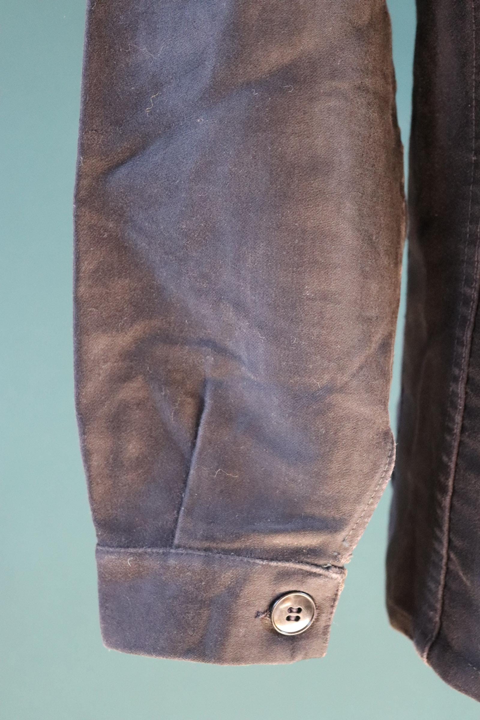 Vintage French black moleskin workwear jacket - 1940s 50s chore coat - 42” chest