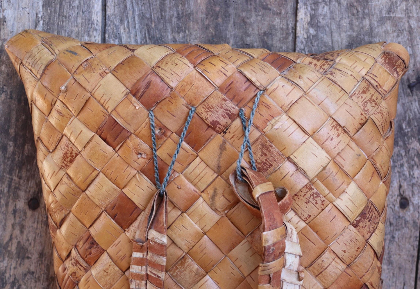 Vintage Swedish woven birch bag - birch bark rucksack - folk art - traditional weaving