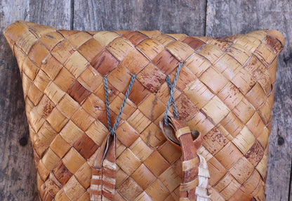Vintage Swedish woven birch bag - birch bark rucksack - folk art - traditional weaving
