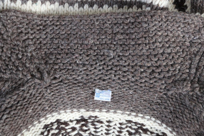 Vintage 1980s Cowichan wool cardigan - hand knitted - chunky winter sweater - 48" chest