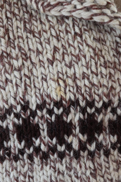 Vintage 1960s Cowichan wool cardigan - hand knitted - chunky winter sweater - 46" chest