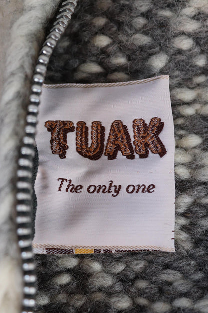 Vintage 1980s Tuak cowichan sweater - chunky wool cardigan - hand knitted jumper - Thunderbird design - 36” chest