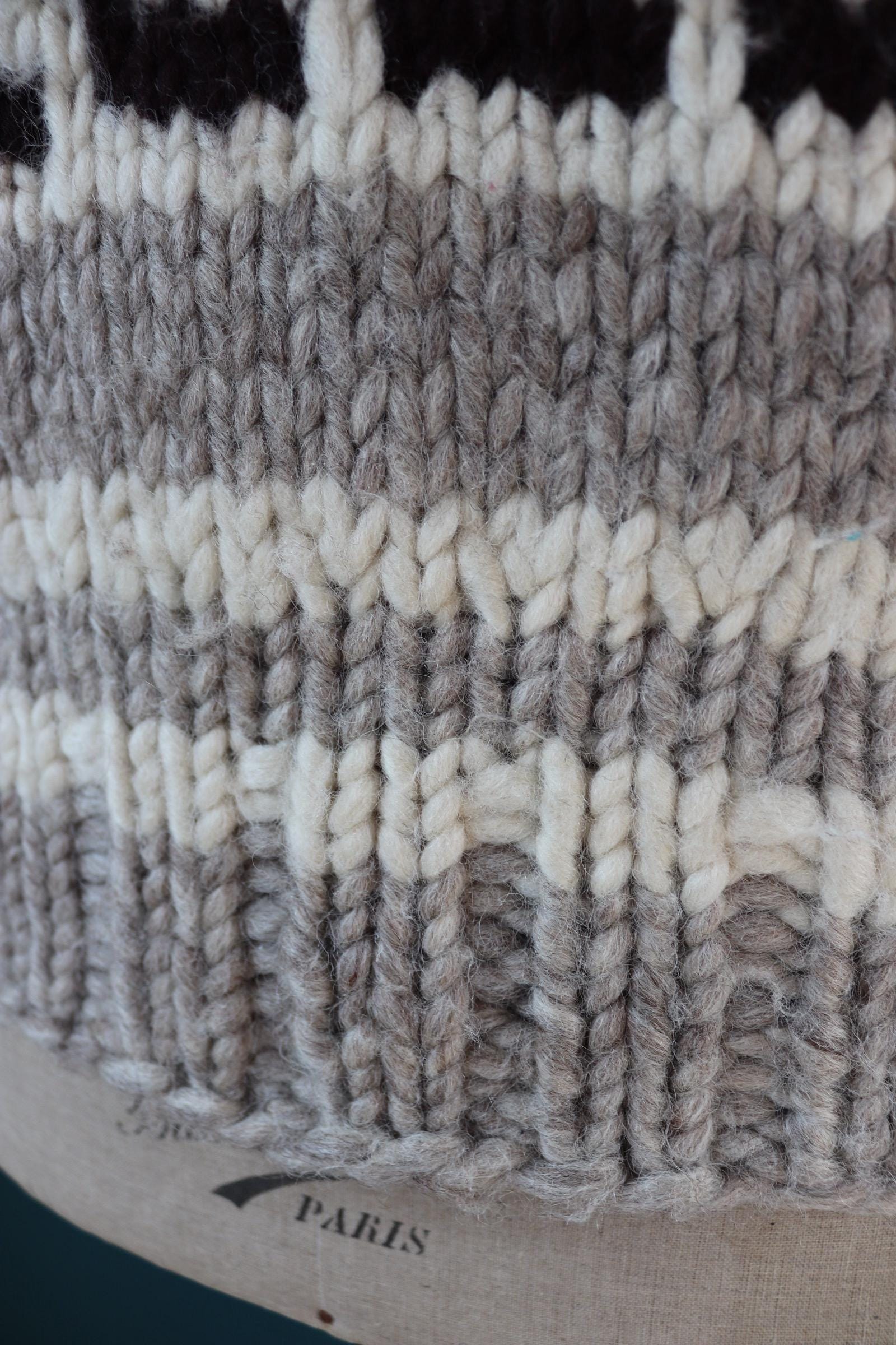 Vintage 1970s cowichan sweater - chunky wool jumper - hand knitted - shawl collar - 46” chest