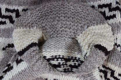 Vintage 1970s cowichan sweater - chunky wool jumper - hand knitted - shawl collar - 46” chest