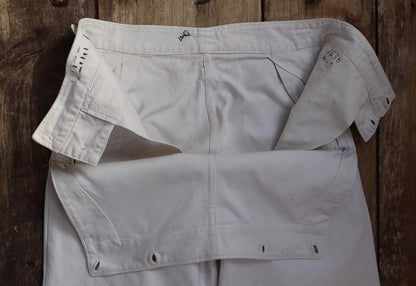 Vintage 1950s French white cotton flares - Marine Nationale trousers - military pants - bell bottoms - 28” x 30”