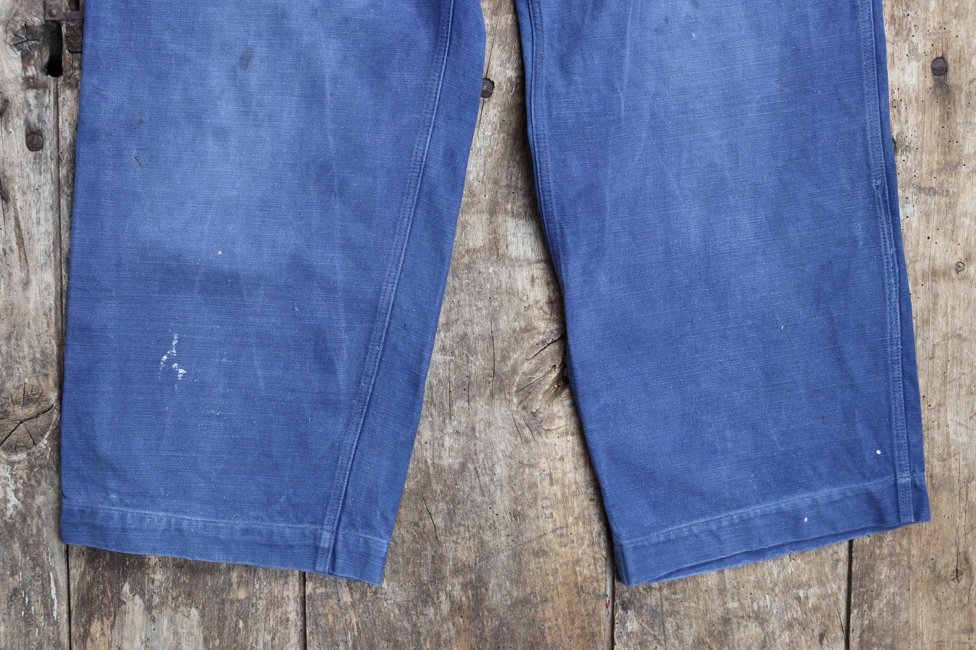 Vintage French workwear trousers - 1950s chore pants - blue cotton twill - 31” x 25”