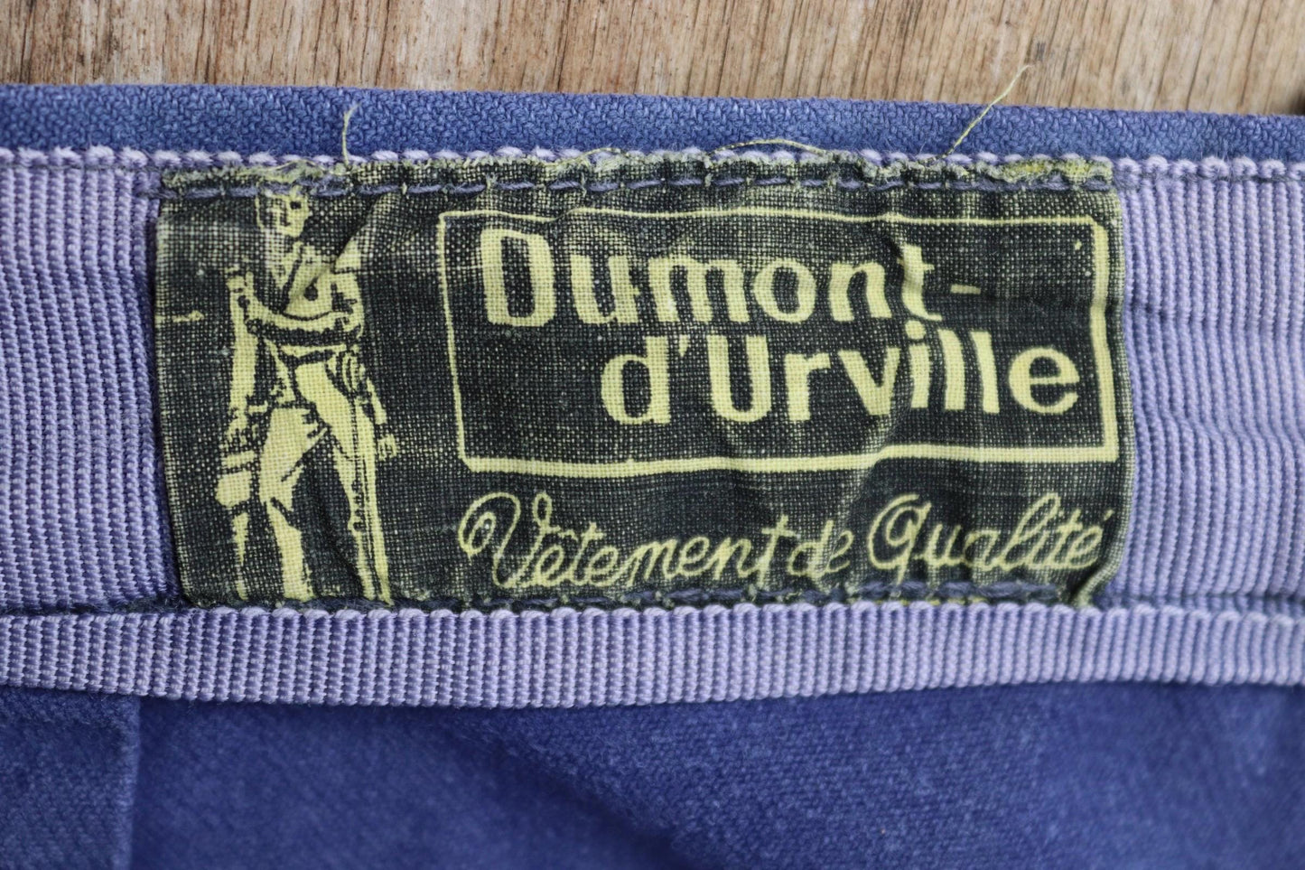 Vintage French workwear trousers - 1960s chore pants - darned and repaired - blue cotton twill - 36” x 26”