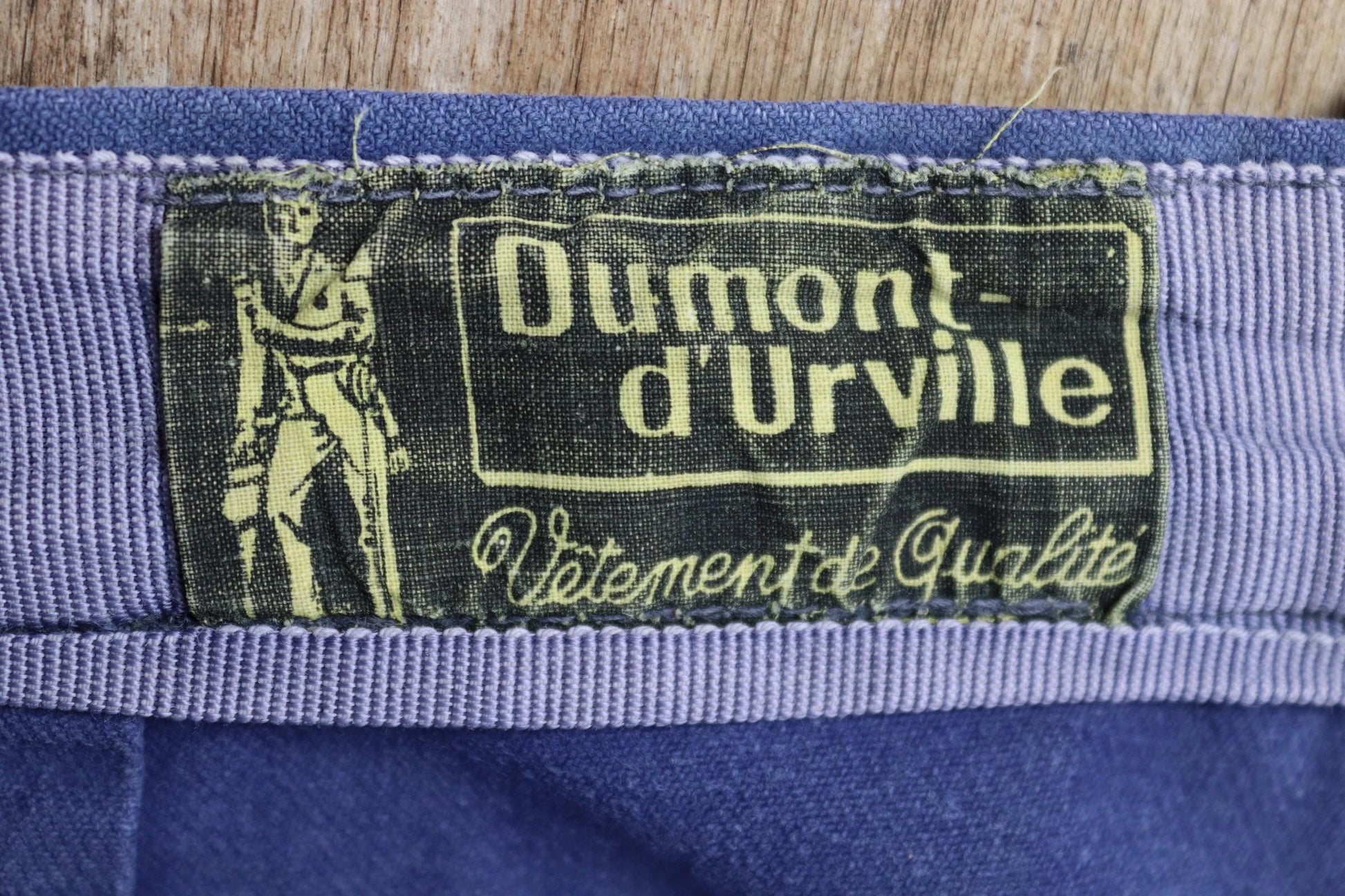 Vintage French workwear trousers - 1960s chore pants - darned and repaired - blue cotton twill - 36” x 26”