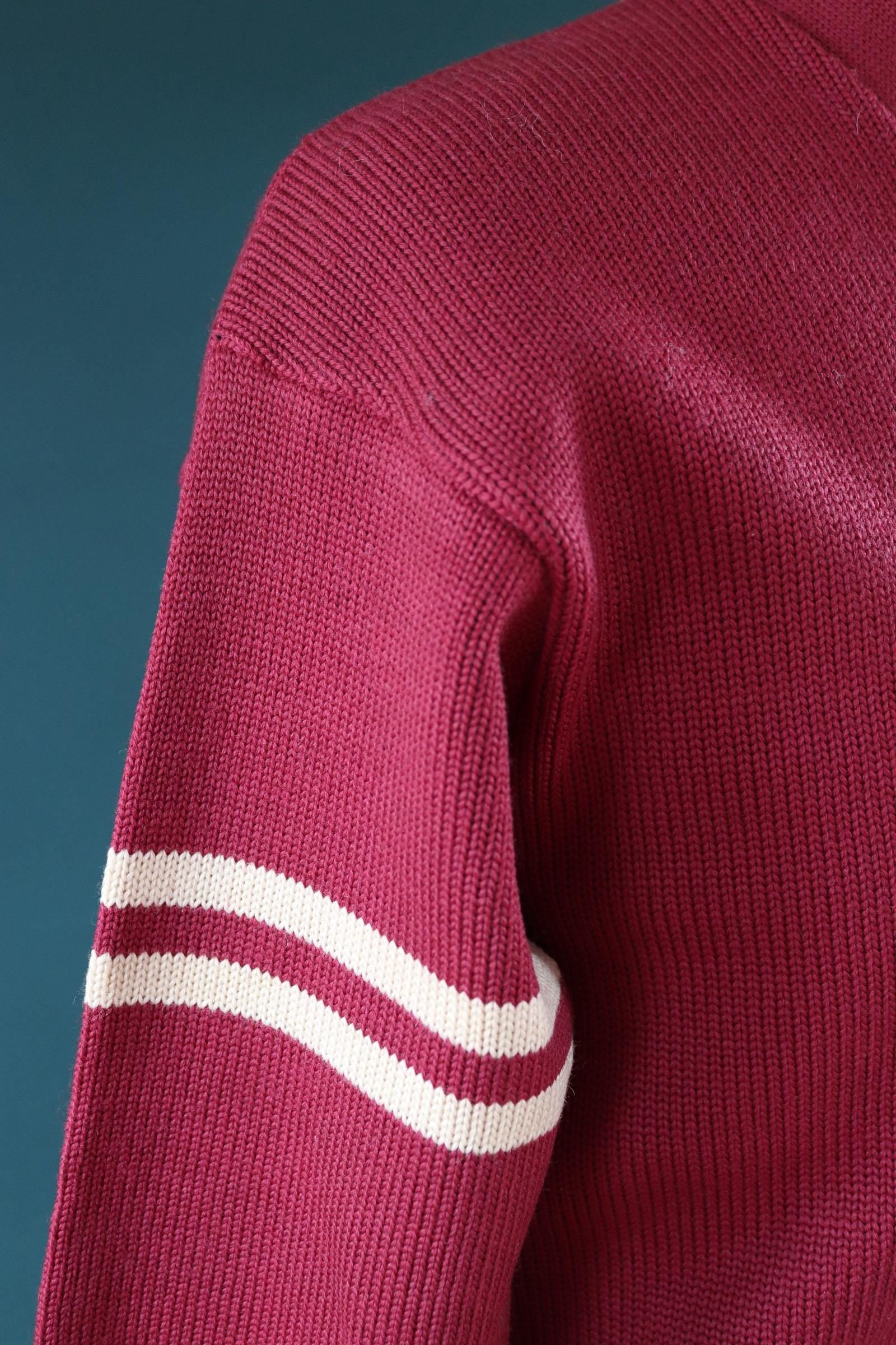 Vintage 1950s 60s varsity sweater - burgundy wool - Ivy League knitwear - 43” chest